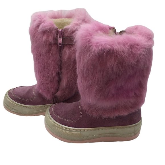 Girls Toddler Pink Soft Fur Leather Winter Snow Boots Size EU26/9.5 Unbranded - Picture 1 of 6